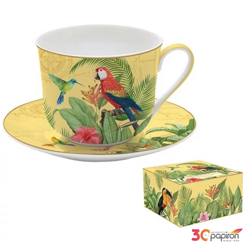 Csésze+alj porcelán reggeliző 4dl Exotic Paradise dobozban