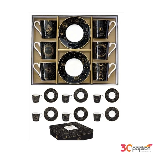 Csésze+alj kávés Porcelán 100ml Coffee Mania, Celestial 6db-os dobozban