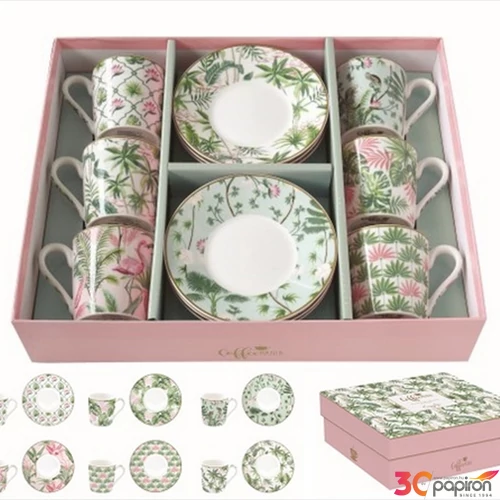 Csésze+alj kávés Porcelán 100ml Coffee Mania Wild Tropical 6db-os dobozban