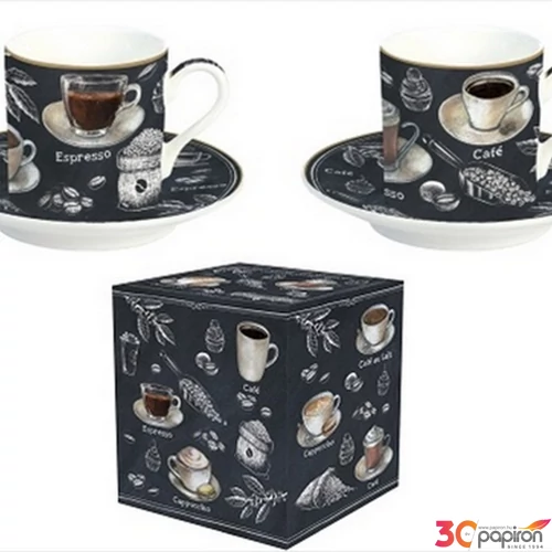 Csésze+alj kávés Porcelán 75ml Barista 2db-os dobozban