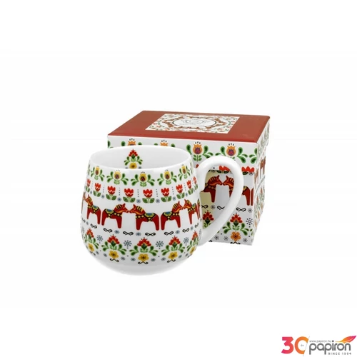 Bögre porcelán 430ml hordó kialakítású, Horses