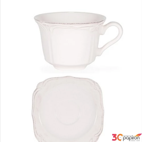 Csésze+alj Porcelán Antikolt natúr 2,5dl Roman
