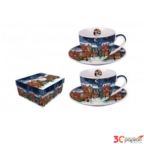 Csésze+alj Porcelán 2,8dl Christmas City 2db-os dobozban