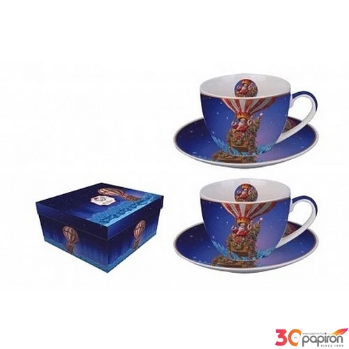 Csésze+alj Porcelán Santa Balloon 2db-os dobozban