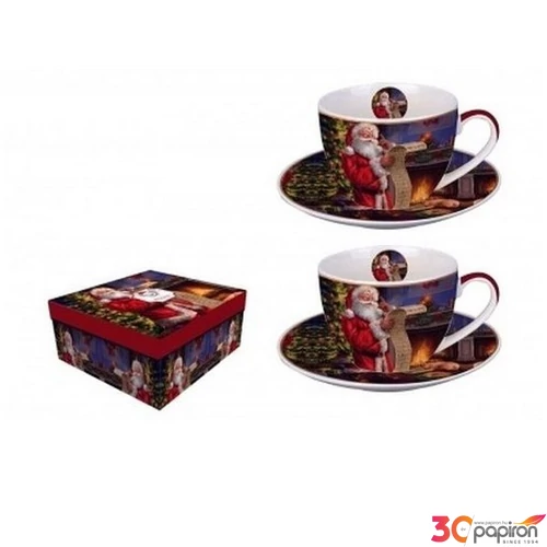Csésze+alj Porcelán 2,8dl Santa Letter 2db-os dobozban