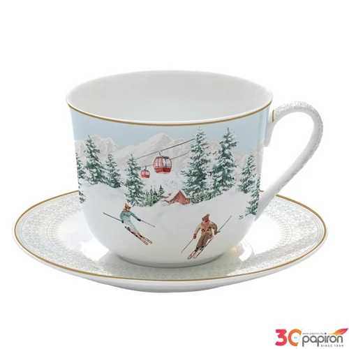 Csésze+alj porcelán reggeliző 4dl Chalet dobozban