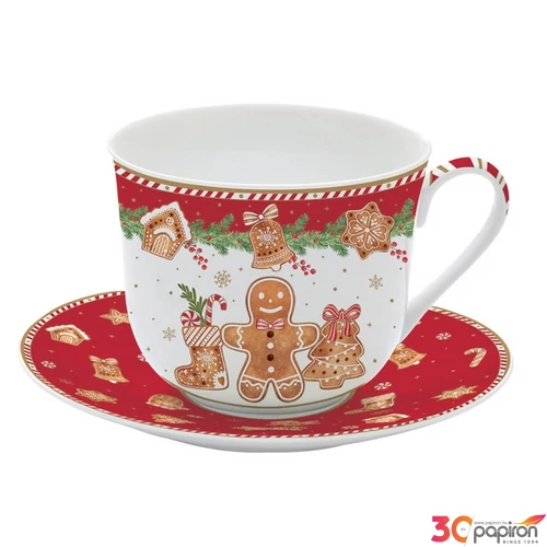 Csésze+alj porcelán reggeliző 4dl Fancy Gingerbread dobozban