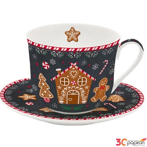 Csésze+alj porcelán reggeliző 4dl Gingerbread dobozban