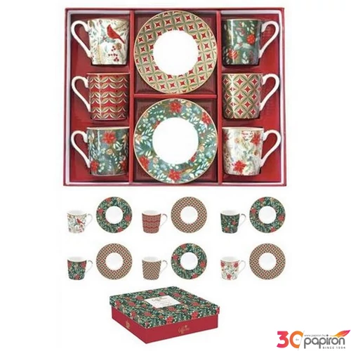 Csésze+alj kávés Porcelán 100ml Coffee Mania, Christmas Joy 6db-os dobozban