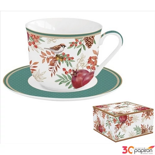 Csésze+alj porcelán reggeliző 3,7dl Autumn Symphony dobozban
