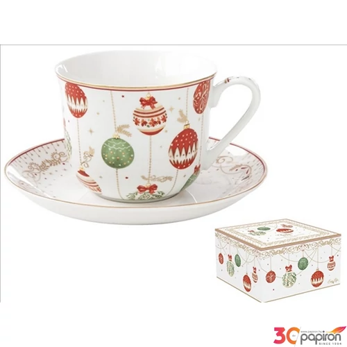 Csésze+alj porcelán reggeliző 3,7dl Christmas Eve dobozban