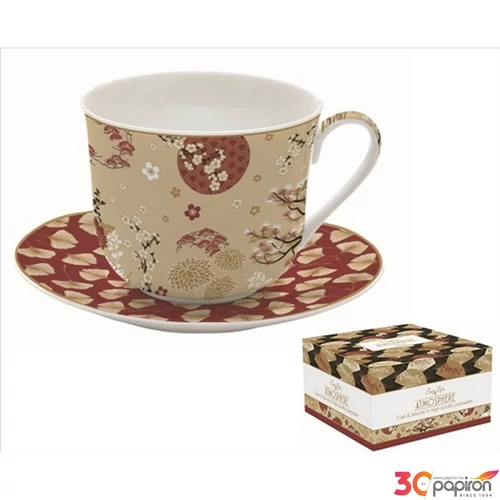 Csésze+alj porcelán reggeliző 4dl Kimono Atmosphere dobozban