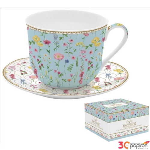 Csésze+alj porcelán reggeliző 4dl Meadow Flowers Atmosphere dobozban