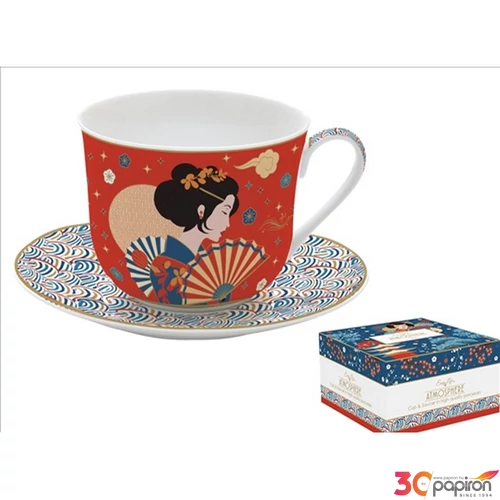Csésze+alj porcelán reggeliző 4dl Tokyo Atmosphere dobozban