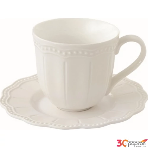 Csésze+alj teás Porcelán 2,5dl Elite white dobozban