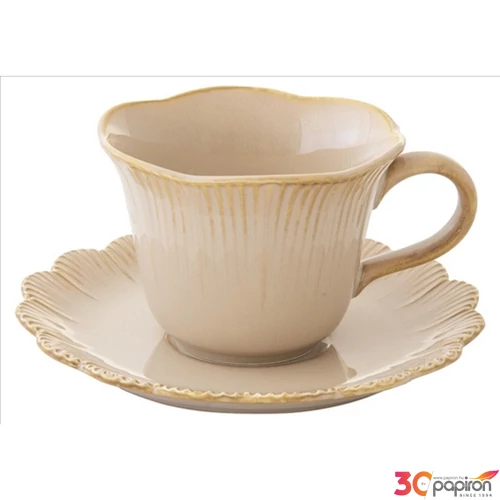 Csésze+alj teás Porcelán 2,5dl Fleuri terracotta dobozban