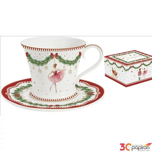 Csésze+alj teás Porcelán 2dl Magie de Noel dobozban