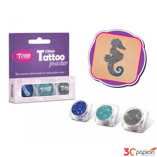 Csillámpor szett 3szín/szett 3x2,5ml Tengerkék, Azúrkék, Acélkék