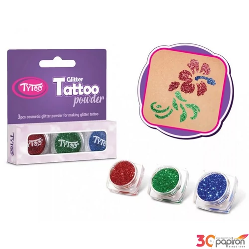 Csillámpor szett 3szín/szett 3x2,5ml Piros, Smaragdzöld, Tengerkék
