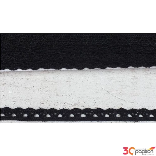 Szalag csipke fehér-fekete árnyalatok - 1cm széles 5x2m/cs