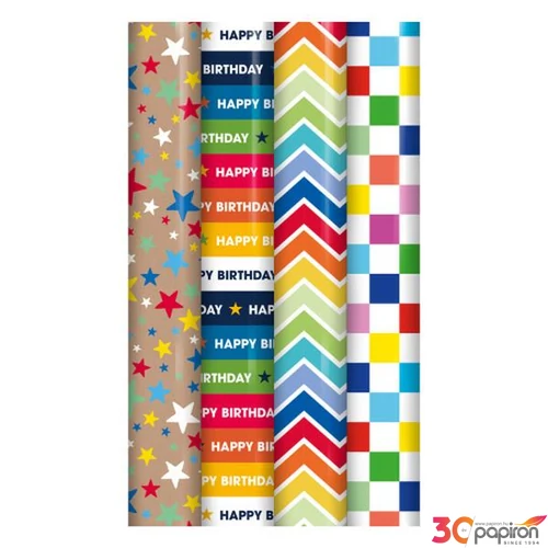 Csomagolópapír általános 70x300cm, diszcsomagoló vegyes minták Clairfontaine/Eurowrap 1tekecs/ár