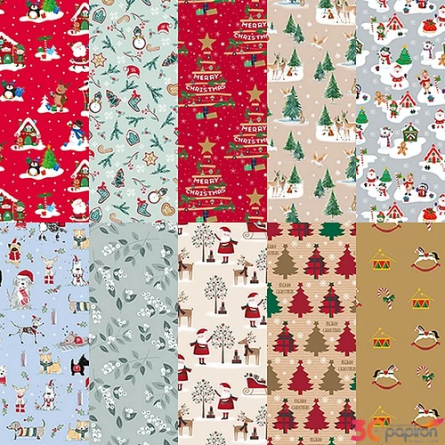 Csomagolópapír karácsony 70x200cm , diszcsomagoló vegyes minták Clairfontaine/Eurowrap