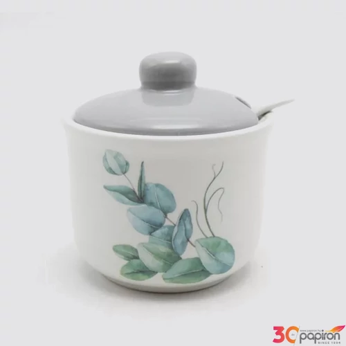 Cukortartó+kanál kerámia Eukaliptusz 260Ml 