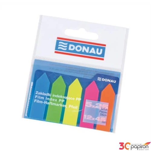 Jelölőcímke Donau műanyag nyíl neon színek 5x25lap 12x45mm 7556001PL-99