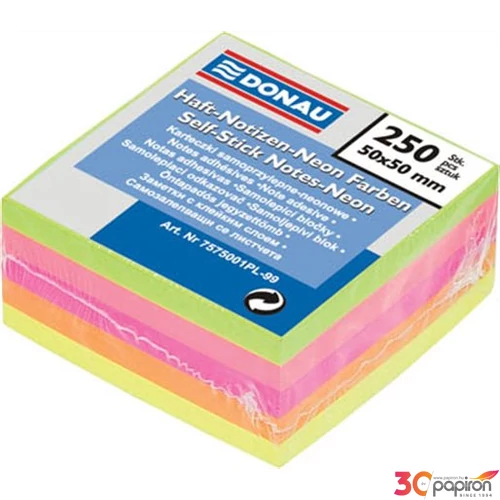 Öntapadós jegyzetömb 50x50 Donau neon mix 5szín 7575001PL-99