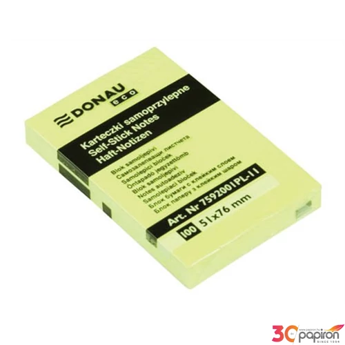 Öntapadós jegyzettömb 51x76 Donau Eco pasztell sárga 100lap 7592001PL-11
