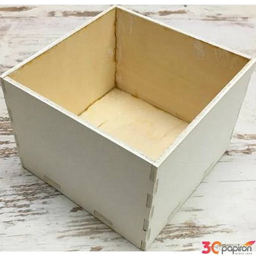 Fa dekorláda szürke 11x11x8cm