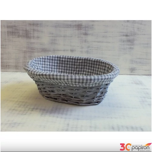 Dekor tál fonott szürke-kockás Méret: 27x20cm, mag:9cm