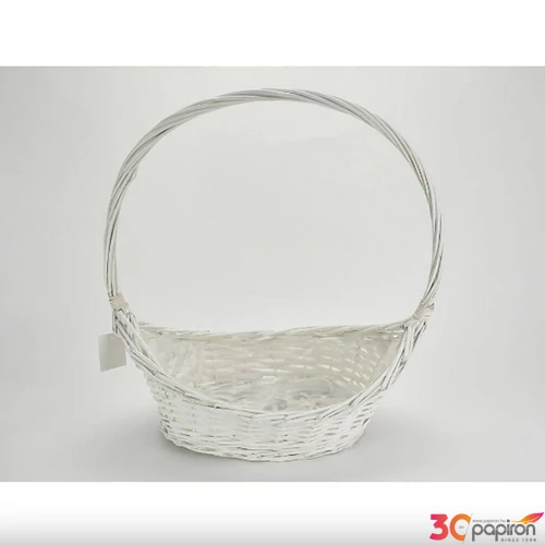 FÜLES CSÓNAK KOSÁR FEHÉR Fehér ovális kosár, magas füllel Méret: 40*25cm, mag:14/46cm