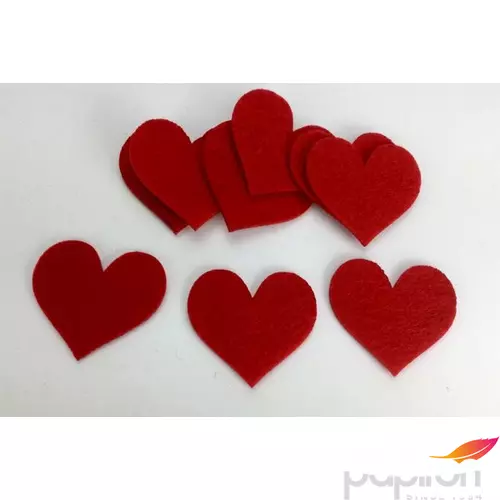 Dekor filc szív 5cm piros (10db/csomag)
