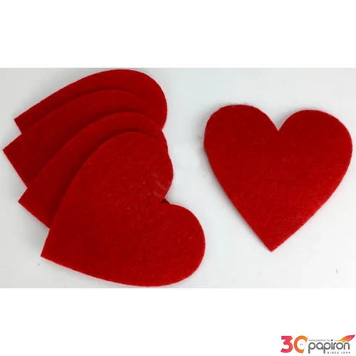 Dekor filc szív 8x8cm piros (5db/csomag)