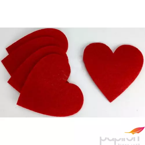 Dekor filc szív 8x8cm piros (5db/csomag)