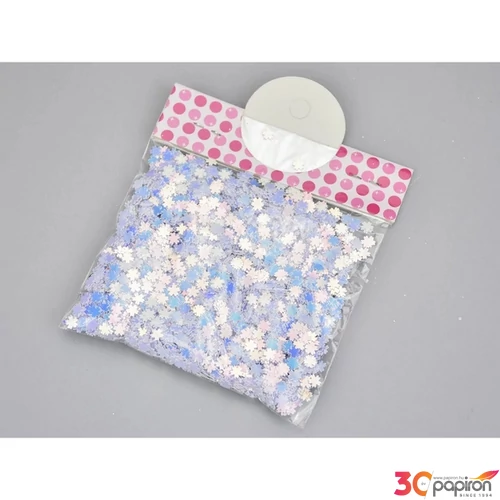Dekor flitter - konfetti Szivárvány flitter (25gr/csomag) fehér