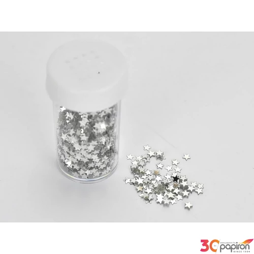 Dekor flitter 30ml Csillag alakú, ezüst színű