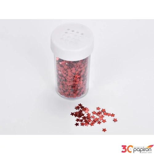 Dekor flitter 30ml Csillag alakú, piros színű