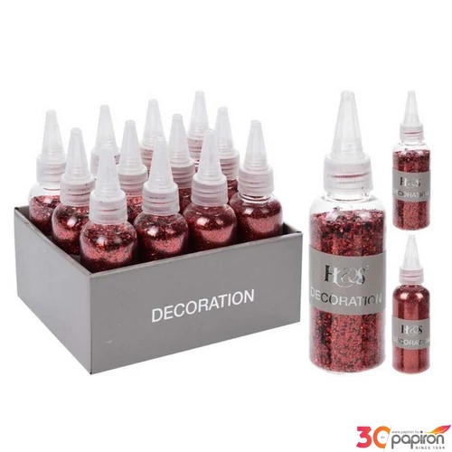 Dekor glitter tűzpiros üvegben, 40gr. kpm