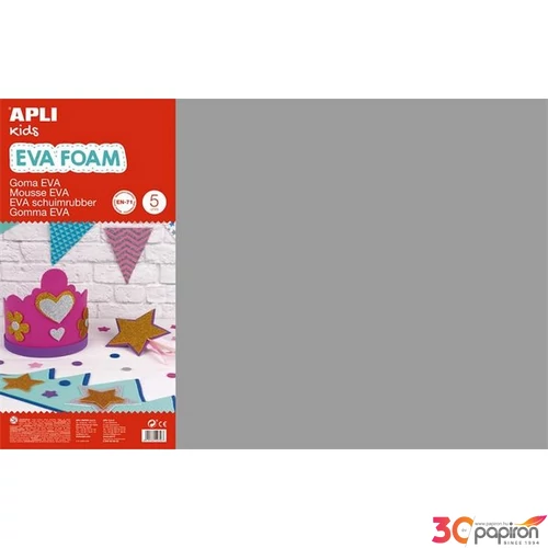 Dekor moosgumi Apli 400x600 mm, Kids Eva Sheets, szürke