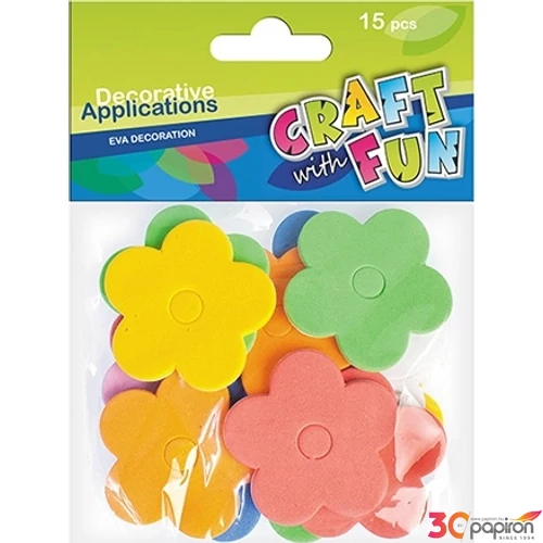 Dekorgumi figura virág 15db/csomag Craft with Fun 327030