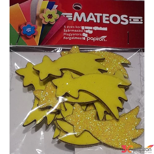 Dekorgumi MATEOS - Csilla Glitteres öntapadós dekor gumilap. Sárga és árnyalatai - Karácsonyi dekor.