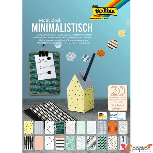 Színes dekor papír készlet 24x34cm 20ív/csomag "minimál stílus" 