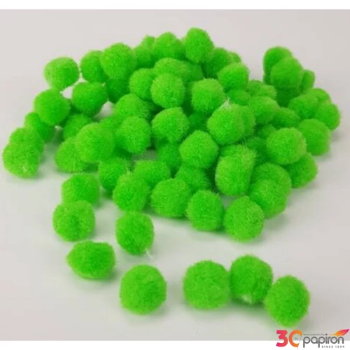 Dekor pompom 15mm zöld zsenília golyó, 100db/csomag