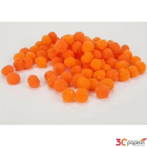 Dekor pompom 15mm narancssárga zsenília golyó, 100db/csomag