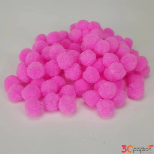 Dekor pompom 15mm magenta zsenília golyó, 100db/csomag 