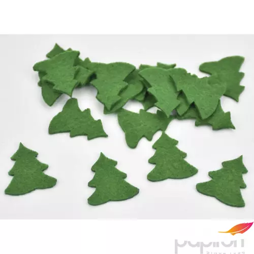 Karácsonyi dekor filc fenyőfa, zöld 3cm 20db/csomag
