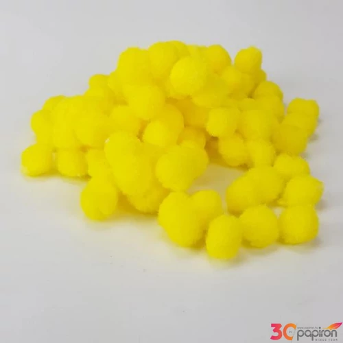 Dekor pompom 15mm sárga zsenília golyó, 100db/cs