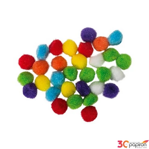 Dekor pompom 15mm vegyes zsenília golyó, 30db/csomag